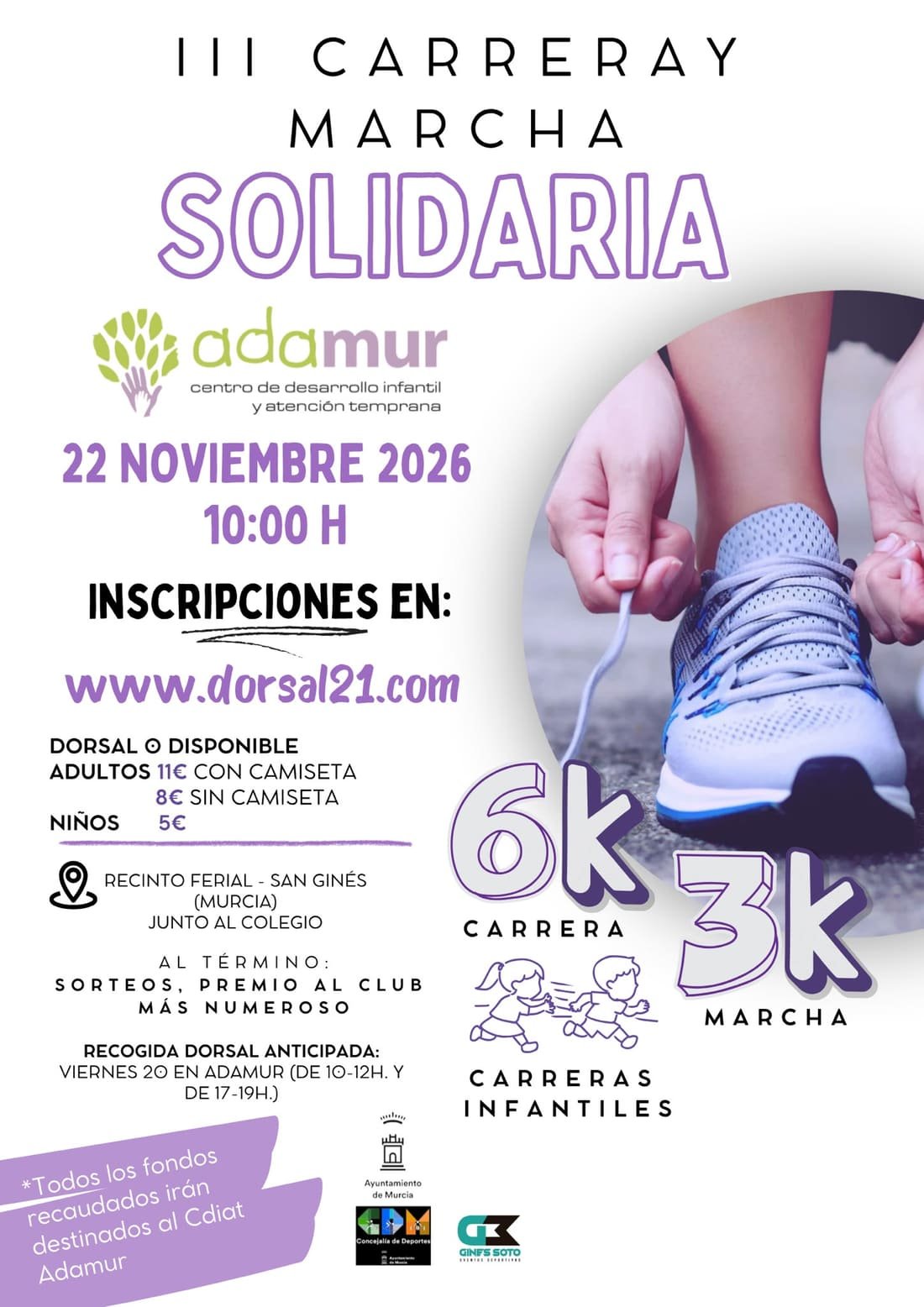 Cartel de 3ª Carrera y Marcha Solidaria ADAMUR
