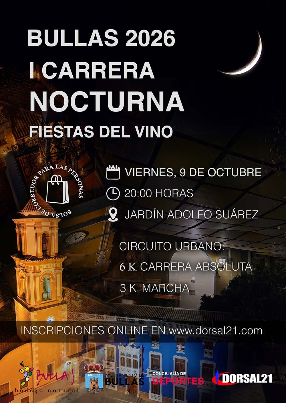 Cartel de 1ª Carrera Nocturna "Fiestas del Vino"