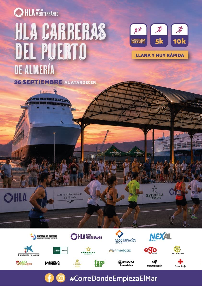 Cartel de HLA Mediterráneo Carreras del Puerto de Almería