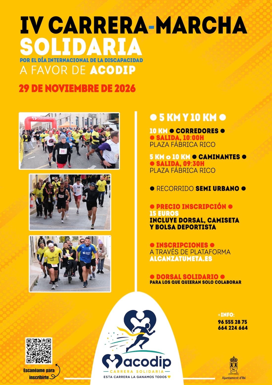 Cartel de IV Carrera y Marcha Solidaria a Favor de ACODIP