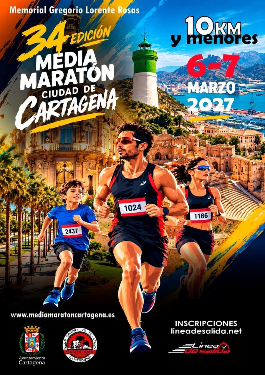 Cartel de 34ª Media Maratón Ciudad de Cartagena