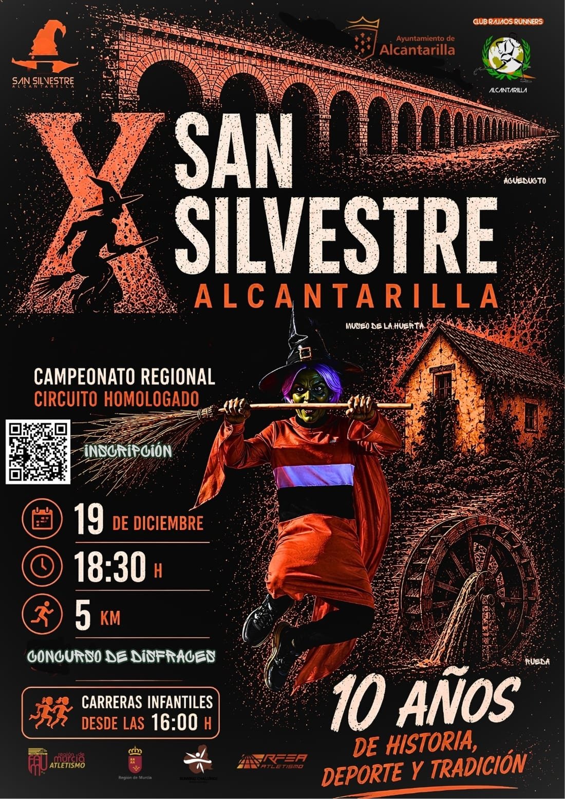 Cartel de X San Silvestre Bruja Alcantarilla